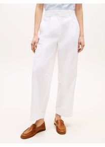 Chinohose Tommy Hilfiger "COTTON BARREL PLEATED CHINO", Damen, Gr. 46, N-Gr, th optic wei&szlig;, Web, Obermaterial: 65% Baumwolle, 33% Lyocell, 2% Elasthan, unifarben, bequem lang, Hosen Chinohose, Baumwollmix, Mid Rise, Tapered