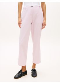 Chinohose Tommy Hilfiger "CO GMD SLIM STRAIGHT CHINO", Damen, Gr. 46, N-Gr, lila powder, Web, Obermaterial: 65% Baumwolle, 33% Lyocell, 2% Elasthan, unifarben, straight fit lang, Hosen Chinohose, mit mittlerer Leibh&ouml;he