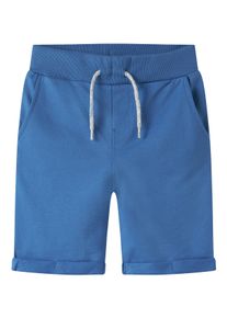 Sweatshorts name it "NKMVERMO LONG SWE SHORTS UNB F NOOS", Jungen, Gr. 122, N-Gr, delft, angeraute Sweatware, Obermaterial: 100% Baumwolle, regular fit kurz, Hosen Sweatshorts, Baumwolle, Umschlagsaum
