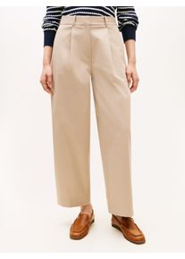 Chinohose Tommy Hilfiger "COTTON BARREL PLEATED CHINO", Damen, Gr. 46, N-Gr, beige, Web, Obermaterial: 65% Baumwolle, 33% Lyocell, 2% Elasthan, unifarben, bequem lang, Hosen Chinohose, Baumwollmix, Mid Rise, Tapered
