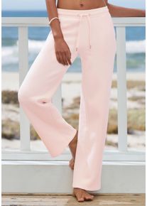 H.I.S. Relaxhose H.I.S, Damen, Gr. 44/46, N-Gr, rosa, angeraute Sweatware, Obermaterial: 50% Polyester, 30% Viskose, 20% Baumwolle, unifarben, Basic, bequem lang, Hosen Relaxhose, mit weitem Bein und aus ultraweicher Sweatqualit&auml;t, Loungewear