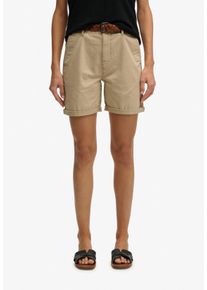Shorts Superdry "CHINO SHORT", Damen, Gr. XXS, N-Gr, stonewash taupe braun, Web, Obermaterial: 97% Baumwolle, 3% Elasthan, unifarben, regular fit ca. Mitte Knie, Hosen Shorts