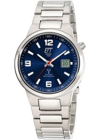 Funkuhr ETT, silber (titansilberfarben, dunkelblau), Armbanduhren, Herren, Funkuhr, Armbanduhr, Herrenuhr, Solar, Titan, analog, digital