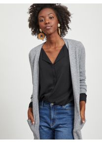 Longstrickjacke Vila "VIRIL LONG L/S KNIT CARDIGAN - NOOS", Damen, Gr. XL, grau (medium grau melange), Feinstrick, Obermaterial: 50% Viskose, 27% Nylon, 23% Polyester, meliert, regular fit lang, tiefer V-Ausschnitt, Strickjacken Longstrickjacke, Viskosemischung, regular fit