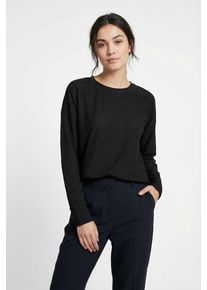 Langarmshirt Only "ONLSMILLA LIFE L/S TOP JRS", Damen, Gr. XS, schwarz, Jersey, Obermaterial: 95% Polyester, 5% Elasthan, unifarben, regular fit Po-bedeckend, Rundhals, Shirts Langarmshirt