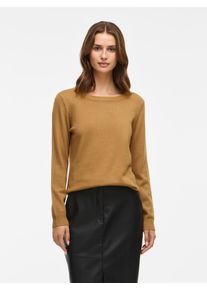 Rundhalspullover Vila "VIRIL O-NECK L/S KNIT TOP - NOOS", Damen, Gr. S, bistre detail:schwarz melange, Feinstrick, Obermaterial: 50% Viskose, 27% Nylon, 23% Polyester, meliert, regular fit normal, Rundhals, Rippb&uuml;ndchen, Pullover Rundhalspullover, Viskosemischung, regular fit