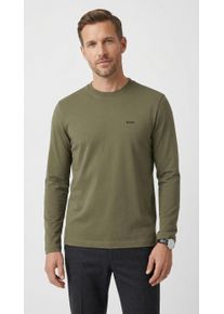 Langarmshirt BOSS Green "Tee Long", Herren, Gr. L, schwarz beige257, Single Jersey, Obermaterial: 95% Baumwolle, 5% Elasthan, regular fit, Rundhals, eng eingefasste Kante, Shirts Langarmshirt, mit Rundhalsausschnitt