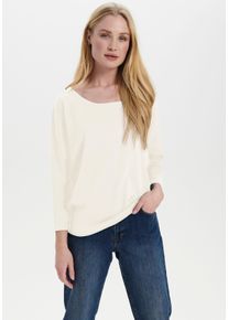 Rundhalspullover Saint Tropez "A2561, MilaSZ R-Neck", Damen, Gr. L, wei&szlig; (ice wei&szlig;), Strick, Obermaterial: 80% Viskose, 20% Polyamid, unifarben, bequem normal, Rundhals, Pullover Rundhalspullover, Viskosemischung, Casual fit