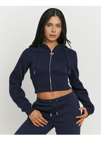 Strickjacke Tally Weijl "SSWCOCORA3", Damen, Gr. XS, nuit, Strick, Obermaterial: 64% Baumwolle, 36% Polyester, unifarben, figurbetont kurz, ohne Ausschnitt, Strickjacken Strickjacke, Baumwollmischung, Basic, k&uuml;rzer geschnitten, aus super softem Material