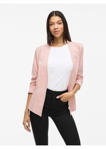 Kurzblazer Vila "VIHER NEW 3/4 BLAZER -NOOS", Damen, Gr. L, rosa (misty rose), Web, Obermaterial: 63% Polyester, 33% Viskose, 4% Elasthan, unifarben, regular fit h&uuml;ftlang, Blazer Kurzblazer, Materialmix, regular fit