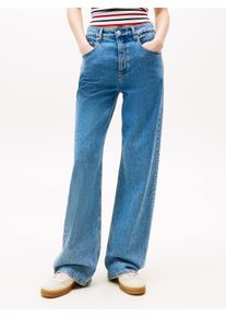 Relax-fit-Jeans Tommy Jeans "MIA MR RLXD STR", Damen, Gr. 29, L&auml;nge 32, blau (denim mid light blau), Denim/Jeans, Obermaterial: 99% Baumwolle, 1% Elasthan, unifarben, relaxed fit lang, Jeans Relax-fit-Jeans, in blauer Waschung, mit Hammerschlaufe, Mid Rise