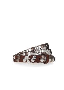 Lederg&uuml;rtel Mustang, Damen, Gr. 100, middle braun, Rindsleder, G&uuml;rtel Lederg&uuml;rtel, Echtleder, mit Plattnieten verziert, einfache Dornschlie&szlig;e