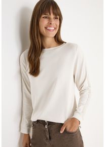 Langarmshirt Cecil, Damen, Gr. XS (36), light greige, Jersey, Obermaterial: 48% Baumwolle, 48% Modal, 4% Elasthan, unifarben, l&auml;ssig geschnitten h&uuml;ftbedeckend, Rundhals, Shirts Langarmshirt, mit Gallonstreifen