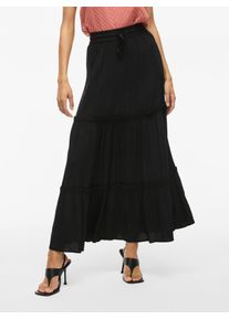 Maxirock Vila "VIMESA HW MAXI SKIRT - NOOS", Damen, Gr. 38, schwarz, Web, Obermaterial: 100% Viskose, unifarben, regular fit lang, R&ouml;cke Maxirock, mit R&uuml;schen