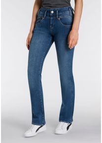 Bootcut-Jeans Herrlicher "Pearl Boot Denim Cashmere Touch", Damen, Gr. 31, L&auml;nge 32, blau (blau dragon), Denim/Jeans, Obermaterial: 94% Baumwolle, 5% Elastomultiester, 1% Elasthan, Jeans Bootcut-Jeans, mit Spitzbund