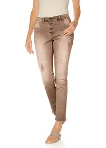 Boyfriend-Hose Heine, Damen, Gr. 46, Normalgr&ouml;&szlig;en, braun (mocca used), 97% Baumwolle, 3% Elasthan, gemustert, lang, Hosen Boyfriend-Hose