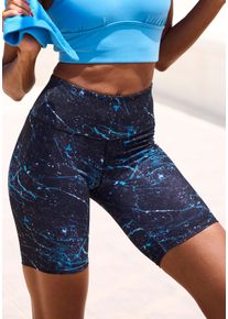 active by Lascana Shorts LASCANA ACTIVE, Damen, Gr. XS (32/34), N-Gr, blau (schwarz, blau), Obermaterial: 82% Polyester, 18% Elasthan, bedruckt, gemustert, mehrfarbig, figurbetont ca. Mitte Oberschenkel, Hosen Shorts, Abstrakte Musterung