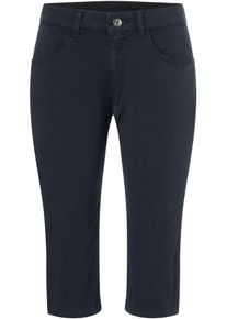 Caprihose MAC "Capri-Summer-Clean", Damen, Gr. 36, L&auml;nge 19, dunkelblau ppt, Web, Obermaterial: 97% Baumwolle, 3% Elasthan, figurbetont kniebedeckend, Hosen Caprihose, Sommerhose Kniebedeckend mit kleinem Schlitz am Saum