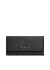 Geldb&ouml;rse Tommy Hilfiger "TH MODERN LRG FLAP WALLET", Damen, schwarz, Lederimitat, unifarben, Kleinlederwaren Geldb&ouml;rse, Damen Geldbeutel, Portemonnaie mit Logo-Schriftzug