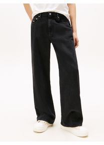 Relax-fit-Jeans Tommy Jeans "MIA MR RLXD STR", Damen, Gr. 33, L&auml;nge 32, schwarz (denim schwarz), Denim/Jeans, Obermaterial: 99% Baumwolle, 1% Elasthan, unifarben, relaxed fit lang, Jeans Relax-fit-Jeans, in blauer Waschung, mit Hammerschlaufe, Mid Rise