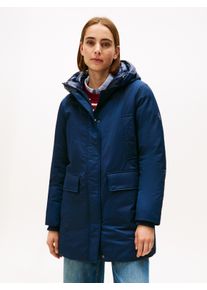 Wintermantel Tommy Hilfiger "PADDED NYLON REG PARKA", Damen, Gr. XS (34), blau (schwarz night navy), Web, Obermaterial: 59% Baumwolle, 41% Polyester, unifarben, M&auml;ntel Wintermantel