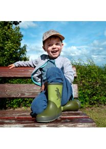 Gummistiefel MaxiMo, Jungen, Gr. 34, schwarz tee, schilf, Obermaterial: 100% Gummi, Schuhe Gummistiefel, Dino-Motiv, gef&uuml;ttert, reflektierend