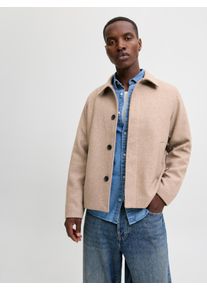 Jack & Jones Outdoorjacke JACK & JONES "JJEHARRIS SHORT COAT SN", Herren, Gr. XXL, beige (greige), Web, Obermaterial: 75% Polyester, 20% Wolle, 5% sonstige Fasern, meliert, unifarben, regular fit taillenbedeckt, Jacken Outdoorjacke