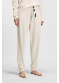 Relaxhose BOSS "CP Stripe_Pants Cuff", Damen, Gr. S, N-Gr, wei&szlig; (open wei&szlig; 118), Sweatware, Obermaterial: 46% Baumwolle, 46% Lyocell, 8% Polyamid, Basic lang, Hosen Relaxhose, mit kontrastfarbener Kordel