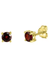 Paar Ohrstecker Firetti "Schmuck Geschenk Silber 925 Ohrschmuck Edelstein Granat", gold (gelbgoldfarben, rot, rot), Ohrringe, Damen, 5mm, Silber 925 (Sterlingsilber), Paar Ohrstecker, mit Granat