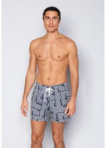 JOOP! Badeshorts JOOP "Deco Logo", Herren, Gr. M, N-Gr, natural (wei&szlig; aop), Web, Obermaterial: 100% Polyester, Badehosen Badeshorts, mit gro&szlig;em Allover-Wording und seitlichen Taschen