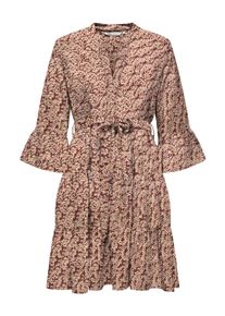 Tunikakleid Only "ONLSINA LIFE 3/4 SHORT DRESS NOOS WVN", Damen, Gr. S, N-Gr, spiced apple aop:ethnic paisley, Web, Obermaterial: 100% Polyester, bedruckt, regular fit, V-Ausschnitt, Volant, Kleider Tunikakleid, mit Volant