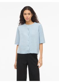 Strickjacke Vila "VILIGA 2/4 O-NECK KNIT CARDIGAN - NOOS", Damen, Gr. L, nantucket breeze detail:melange, Obermaterial: 97% Polyester, 3% Elasthan, meliert, regular fit normal, Rundhals, Strickjacken Strickjacke, Materialmix, regular fit