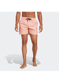 Badeshorts adidas Performance "STRIPEY CLASSICS SHORT LENGTH", Herren, Gr. S, N-Gr, semi lucid rot, schwarz, Obermaterial: 100% Polyester, Badehosen Badeshorts