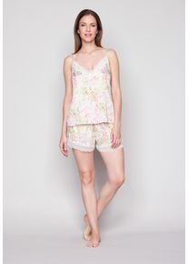 JOOP! Shorts JOOP "Wild Bloom", Damen, Gr. 44, N-Gr, floral aop, Web, Obermaterial: 100% Lyocell, bequem kurz, Hosen Shorts, mit floralem Print und Spitzendetails