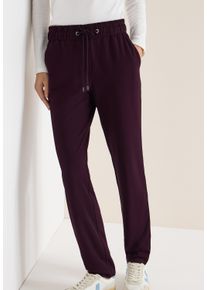 Schlupfhose Cecil "Style Tracey", Damen, Gr. XXL (46), L&auml;nge 28, eggplant rot, Web, Obermaterial: 61% Viskose, 32% Polyamid, 7% Elasthan. Futter: 100% Polyester, Glitzerstreifen, unifarben, normal lang, Hosen Schlupfhose, mit Glitzer-Tape an der Seitennaht