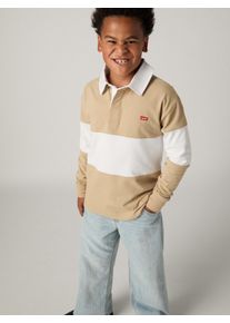 Langarmshirt LEVI'S KIDS "LVB TIMELESS RUGBY POLO", Jungen, Gr. 10 (140), travertine, Jersey, Obermaterial: 60% Baumwolle, 40% Polyester, gestreift, normal h&uuml;ftbedeckend, Rundhals, B&uuml;ndchen, Shirts Langarmshirt, for Boys, mit Polokragen und Colorblocking
