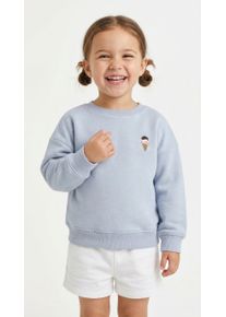 Sweatshirt KIDS Only "KMGSWEAT L/S CREW EMB LOOSE SWT NOOS", M&auml;dchen, Gr. 92, soft chambray detail:emb icecream, Sweatware, Obermaterial: 60% Baumwolle, 40% Polyester, unifarben, normal normal, Rundhals, Rippb&uuml;ndchen, Sweatshirts Sweatshirt