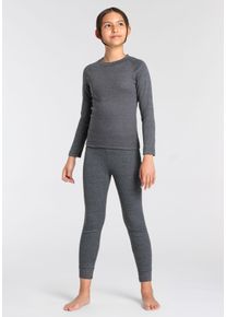 Thermounterhose HEATKEEPER, M&auml;dchen, Gr. 152/164, grau (anthrazit, meliert), Obermaterial: 50% Baumwolle, 50% Polyester, unifarben, Unterhosen Thermounterhose, Thermohose f&uuml;r Jungen und M&auml;dchen