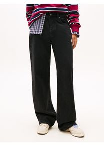 Relax-fit-Jeans Tommy Jeans "MIA MR RLXD STR", Damen, Gr. 31, L&auml;nge 30, denim schwarz1, Denim/Jeans, Obermaterial: 57% Baumwolle, 43% Lyocell, unifarben, relaxed fit lang, Jeans Relax-fit-Jeans, in blauer Waschung, mit Hammerschlaufe, Mid Rise