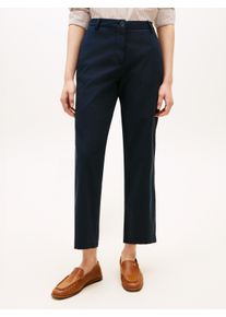 Chinohose Tommy Hilfiger "CO GMD SLIM STRAIGHT CHINO", Damen, Gr. 46, N-Gr, schwarz night navy, Web, Obermaterial: 65% Baumwolle, 33% Lyocell, 2% Elasthan, unifarben, straight fit lang, Hosen Chinohose, mit mittlerer Leibh&ouml;he