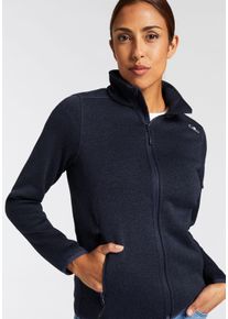 Strickfleecejacke CMP "KNITTED MELANGE FLEECE WOMAN JACKET", Damen, Gr. 42, blau (b. blau), Strick, Obermaterial: 100% Polyester, normal, eingefasste Kante, Jacken Strickfleecejacke, W&auml;rmeisolierend & Schnell trocknend & Atmungsaktiv, &Uuml;bergangsjacke