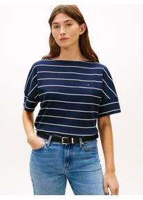 Kurzarmshirt Tommy Hilfiger "MDRN CODY SS SLV C-NK TEE", Damen, Gr. XS (34), fine stp schwarz night, ecru, Single Jersey, Obermaterial: 100% Baumwolle, gestreift, gerade h&uuml;ftlang, Rundhals, Shirts Kurzarmshirt, mit dezenter Logo-Stickerei, Relaxed Fit