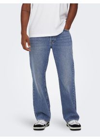 Only & Sons Loose-fit-Jeans ONLY & SONS "ONSFADE LOOSE WB 6778 A14 DNM NOOS", Herren, Gr. 28, L&auml;nge 32, blau (medium blau denim), Denim/Jeans, Obermaterial: 100% Baumwolle, clean, loose fit, Jeans Loose-fit-Jeans