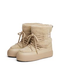 Winterboots Tommy Hilfiger "FAUX SHEARLING SNOWBOOT", Damen, Gr. 39, beige, Lederimitat, Textil, unifarben, Schuhe Winterboots, Winterstiefelette, Outdoorschuh mit aufgesetzter Schn&uuml;rung