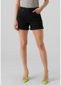 V&eacute;ro Moda Jeansshorts VERO MODA "VMZURI HR LOOSE SHORTS MIX NOOS", Damen, Gr. XS (34), N-Gr, schwarz, Denim/Jeans, Obermaterial: 80% Baumwolle, 20% Polyester, Jeans Jeansshorts