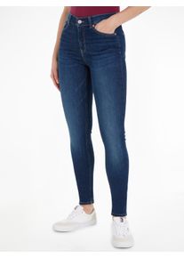 Skinny-fit-Jeans Tommy Jeans "NORA MID RISE", Damen, Gr. 31, L&auml;nge 28, blau (denim schwarz), Denim/Jeans, Obermaterial: 92% Baumwolle, 4% Elasthan, 4% Polyester, unifarben, skinny fit lang, Jeans Skinny-fit-Jeans, mit Waschung, Logo-Badge