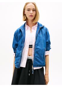 Outdoorjacke Tommy Jeans "TJW CHAMBRAY JACKET EXT", Damen, Gr. M (38), denim medium, Web, Obermaterial: 100% Baumwolle, unifarben, Jacken Outdoorjacke