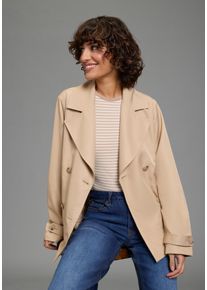 Kurzjacke Laura Scott, Damen, Gr. 44, beige, Web, Obermaterial: 100% Polyester. Futter: 100% Polyester, unifarben, normal h&uuml;ftlang, mit Riegel, Jacken Kurzjacke, kurzer Trenchcoat, &Uuml;bergangsjacke, zweireihiger Verschluss, Topseller