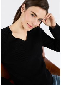 Strickpullover BOSS Orange "Fardellina Premium Damenmode", Damen, Gr. XS (34), schwarz 001, Strick, Obermaterial: 100% Baumwolle, unifarben, normal, V-Ausschnitt, Raglan&auml;rmel, Pullover Strickpullover, aus reiner Baumwolle