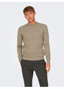 Only & Sons Strickpullover ONLY & SONS "ONSLOUI REG 12 MEL CREW KNIT NOOS", Herren, Gr. XXL, beige (desert taupe detail:melange), Strick, Obermaterial: 60% Baumwolle, 20% Nylon, 20% Viskose, meliert, regular fit h&uuml;ftlang, Rundhals, Rippb&uuml;ndchen, Pullover Strickpullover